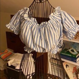 Striped crop top off the shoulder